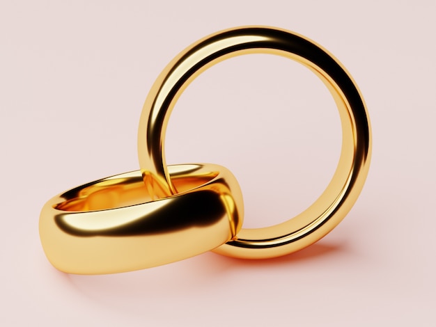 Dos anillos de boda de oro se encuentran uno en el otro