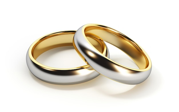 Dos anillos de bodas entrelazados que simbolizan el amor y el matrimonio