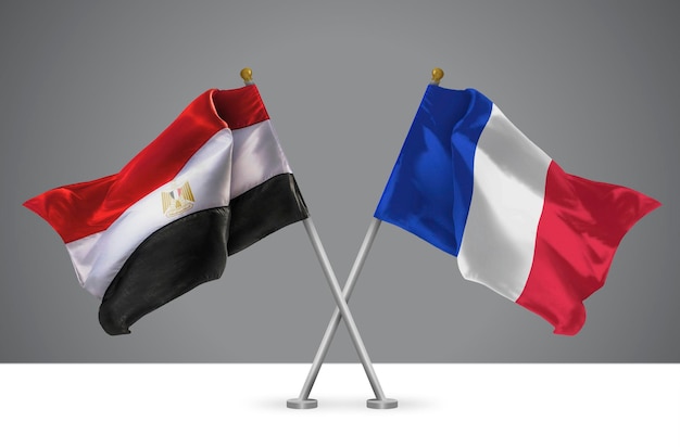 Dos banderas cruzadas de Egipto y Francia