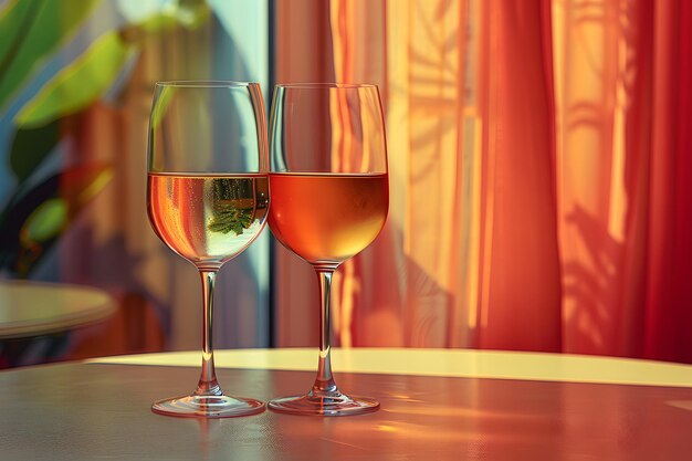 Dos bebidas en la mesa del patio trasero en verano evoca relajación frescura atmósfera de felicidad significa