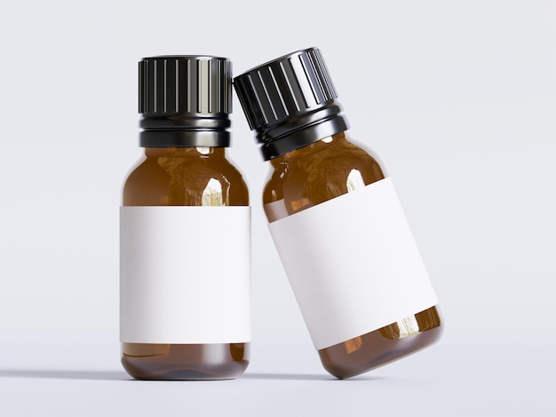 dos botellas pequeñas de medicina con una etiqueta blanca que dice "medicina natural"