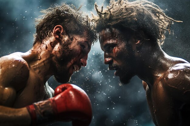 Dos boxeadores en el ring de cerca