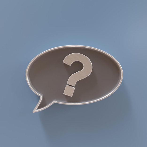 Dos burbujas de voz, una vacía un signo de interrogación en la otra, haga una pregunta y responda el concepto 3d