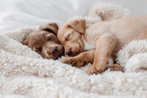 dos cachorros de labrador muy bonitos durmiendo