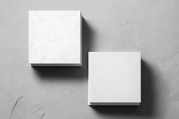 Dos cajas cuadradas blancas sobre un fondo gris IA generativa