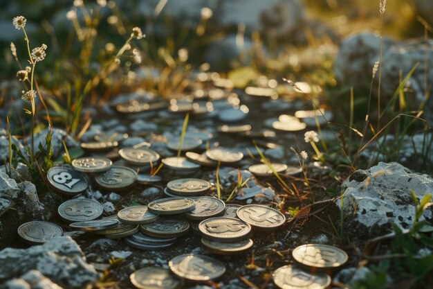 Dos caminos con diferentes alturas de monedas