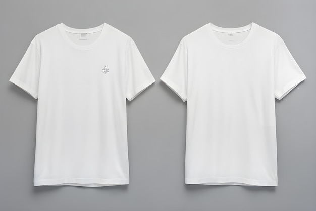 Foto dos camisetas blancas colocadas una al lado de la otra contra un fondo gris