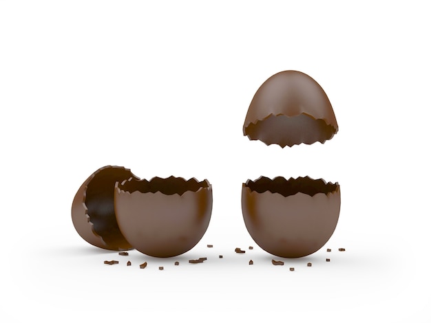 Dos cáscaras de huevo de chocolate rotas vacías