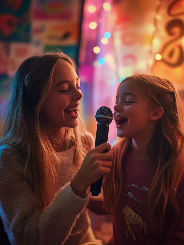 Dos chicas cantando juntas