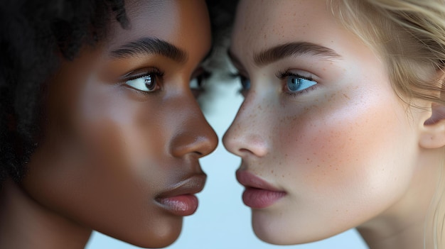 Dos chicas de diferentes etnias se enfrentan