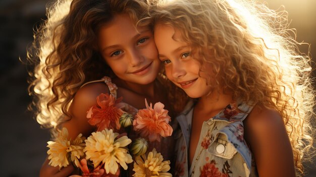 Dos chicas posan para una foto juntas.