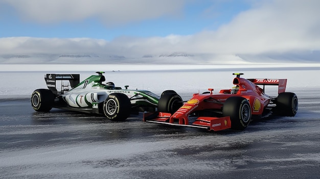 Dos coches de Fórmula Uno en Islandia