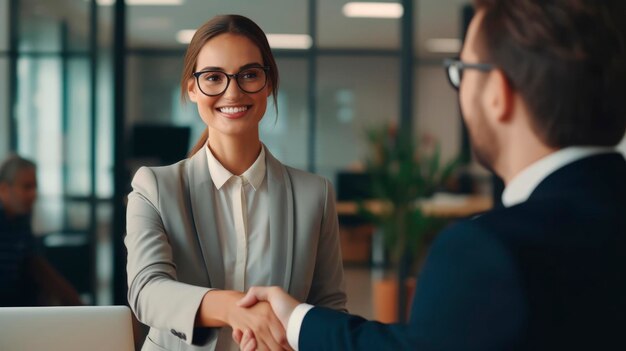 Foto dos colegas apretándose la mano después de las reuniones