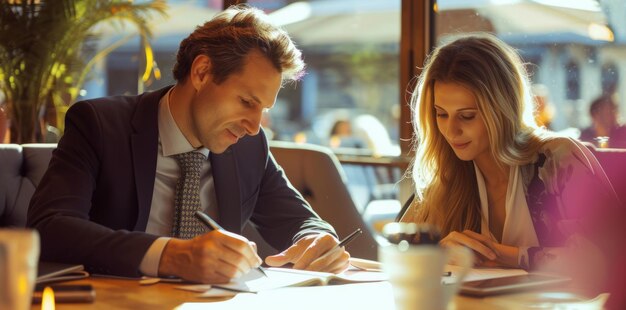 Dos colegas profesionales de negocios que trabajan juntos