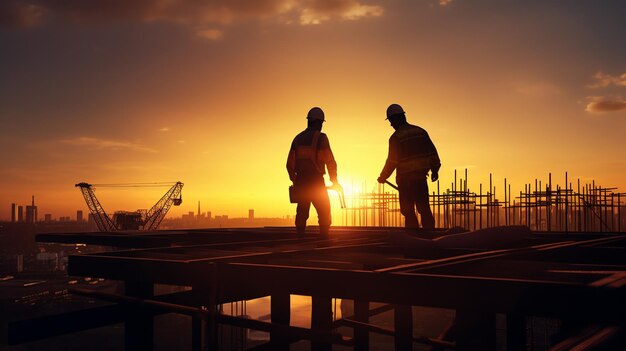 Foto dos constructores que trabajan en la construcción