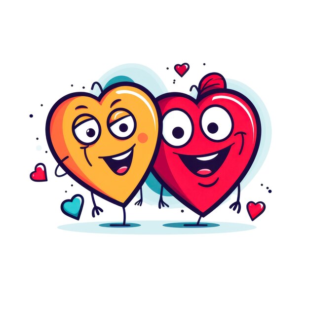 Dos corazones con ojos y brazos uno con ojos el otro con brazos y piernas IA generativa