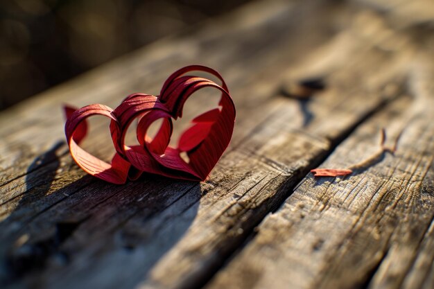 Foto los dos corazones de papel en la superficie de la madera