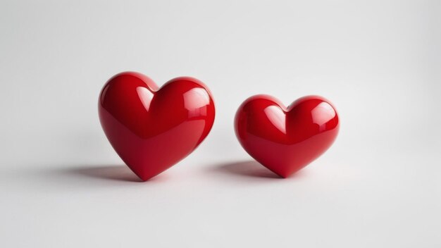 dos corazones rojos con un fondo blanco y uno con un corazón rojo en el otro