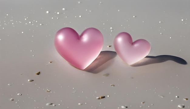 dos corazones rosados con uno que dice rosa en la parte inferior