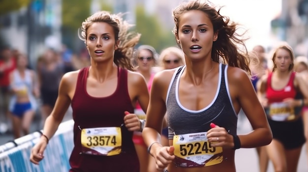Foto dos corredoras terminan la carrera juntas