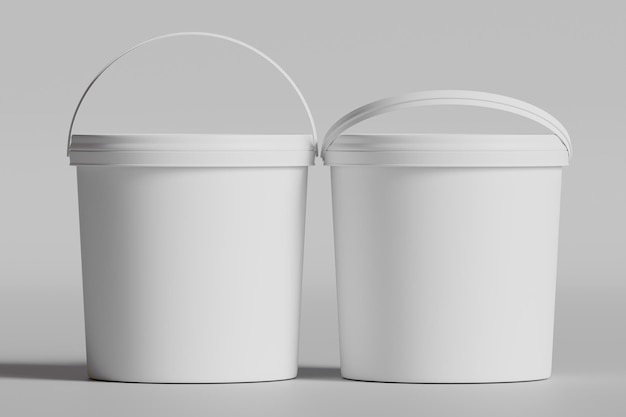 dos cubos blancos con un mango blanco y un mango branco
