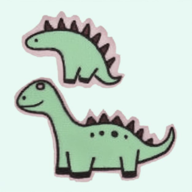 Foto dos dinosaurios verdes están de pie uno al lado del otro en una superficie blanca generativa ai