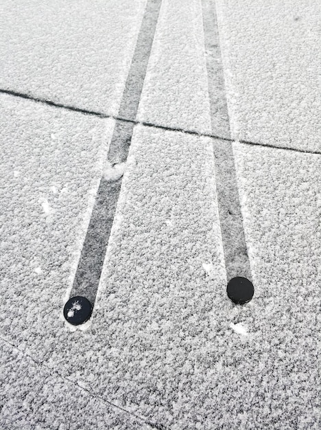 Dos discos sobre hielo nevado Textura sobre el tema del hockey