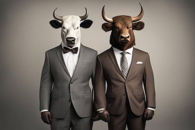 dos empresarios con trajedos empresarios con trajedos empresarios disfrazados de toro