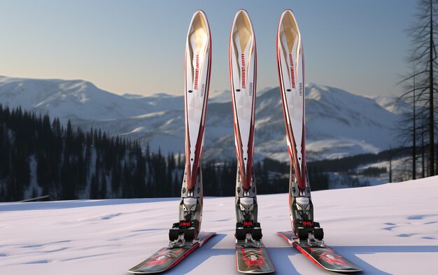 Foto dos esquís con el número 1 en ellos están en una mesa