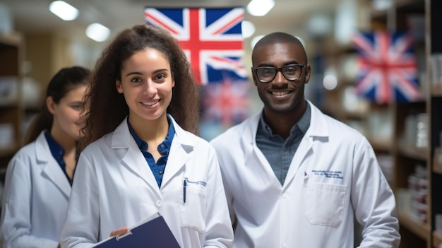 Foto dos estudiantes de medicina un joven y una joven