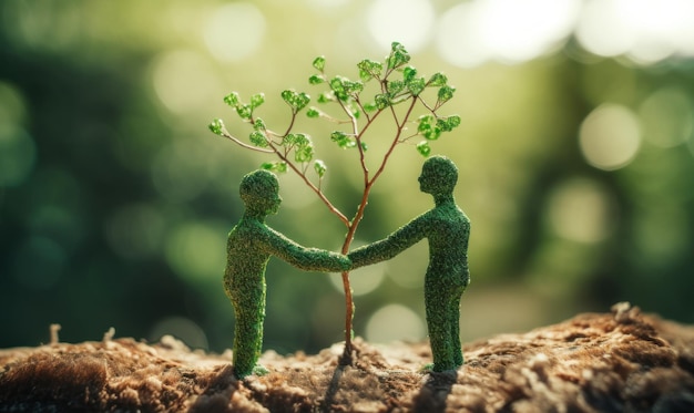 Dos figuras sosteniendo un árbol con la palabra árbol.