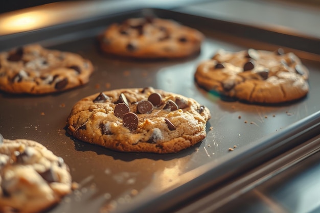 Dos galletas en una bandeja de horneado con espacio negativo