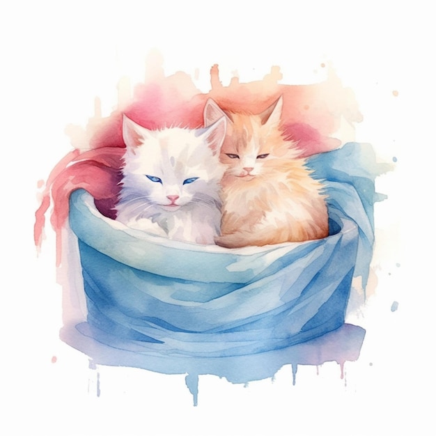 Dos gatos en una cama con las palabras "gatos" en la parte inferior.