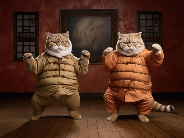 Dos gatos de kung fu