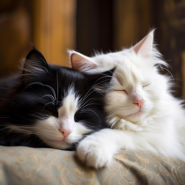 dos gatos lindos durmiendo