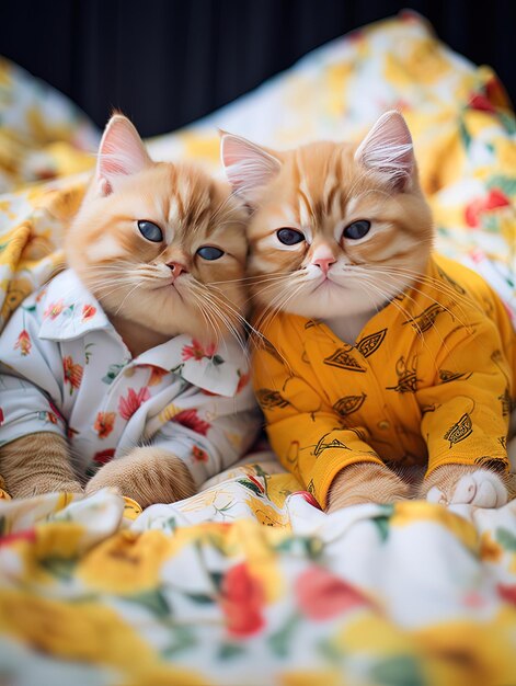 dos gatos con pijama que dicen que el uno está usando