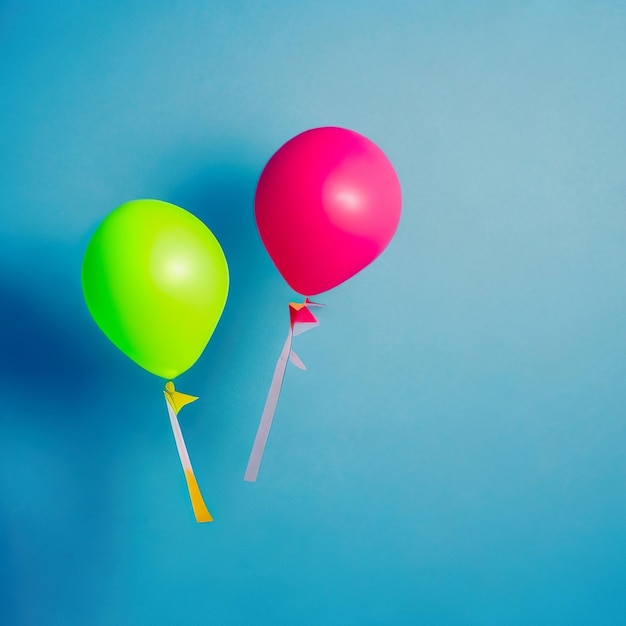 dos globos de colores sobre un fondo azul