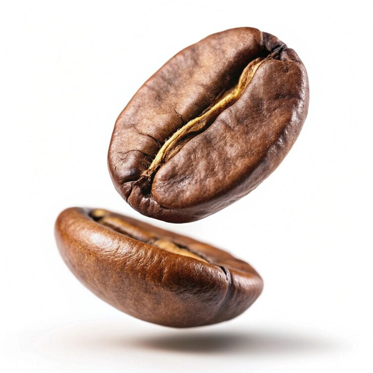 dos granos de café marrones están al revés y uno es marrón