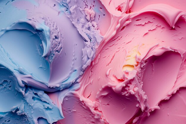 Dos helados de diferentes colores en un fondo rosa y azul Arte de fondo futurista