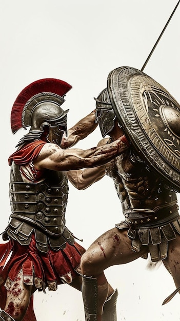 Foto dos hombres en armadura luchando entre sí
