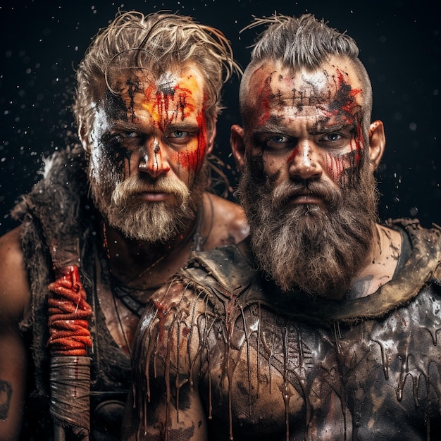 Dos hombres con barba y barba posan para una foto.