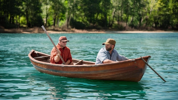 Dos hombres en el barco.