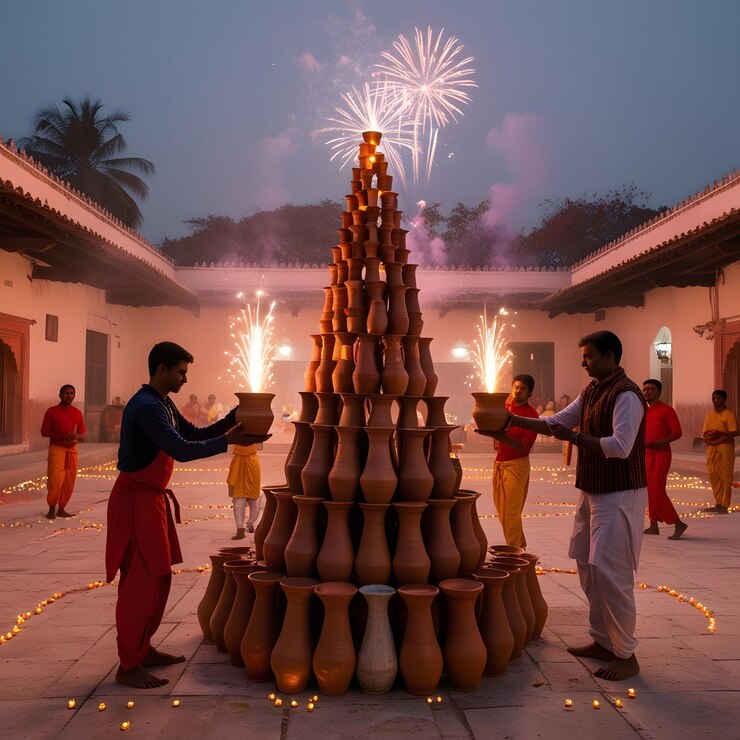 dos hombres están celebrando el año nuevo con fuegos artificiales