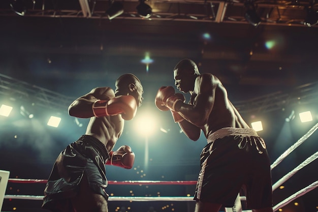 Dos hombres luchando boxeo deportivo de puñetazos