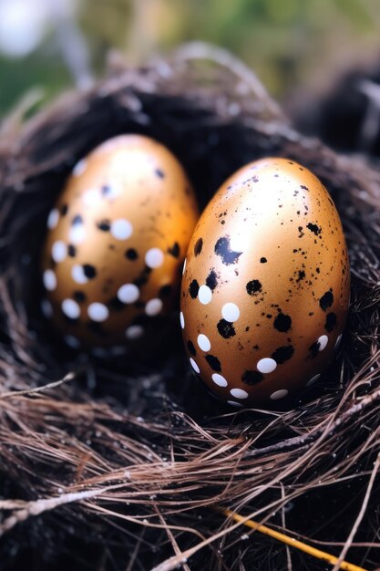 Foto dos huevos de oro en un nido