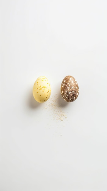 Dos huevos de Pascua sobre un fondo blanco.