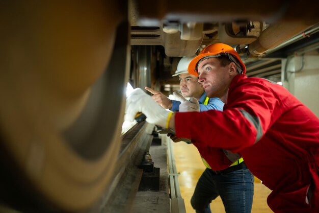 Dos ingenieros para trenes eléctricos después de detectar dificultades con la maquinaria de los trenes eléctricos