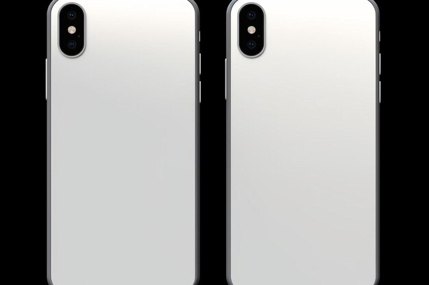 dos iPhones blancos uno al lado del otro sobre un fondo negro