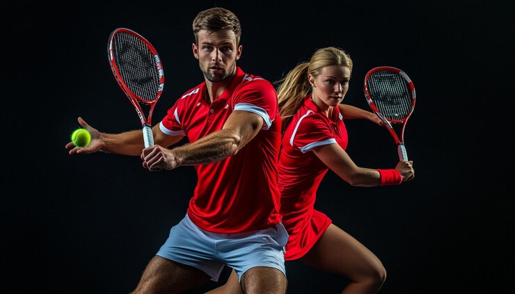 dos jugadores de tenis con las palabras tenis en el frente