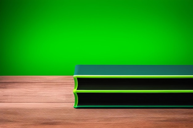 Dos libros sobre una mesa de madera con un fondo verde